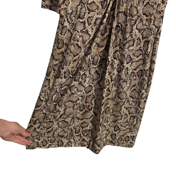 DR Collection dress cream brown black snake print knot front elbow sleeve medium - Picture 5 of 9